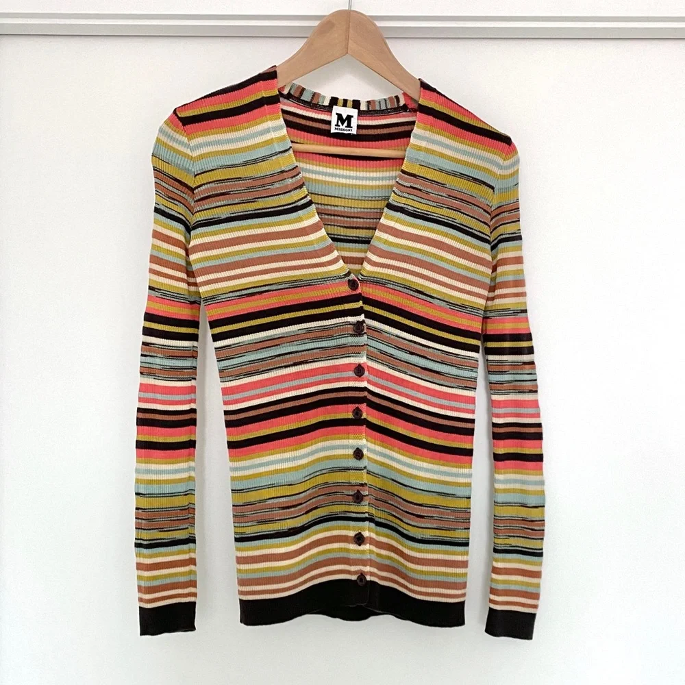 M Missoni multicolored classic ribbed V-neck sweater/cardigan - Picture 1 of 9